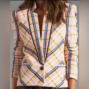 Rebecca Minkoff Haim Blazer Sz 6 Cotton/Linen Blend Slim Fit Old Money Business